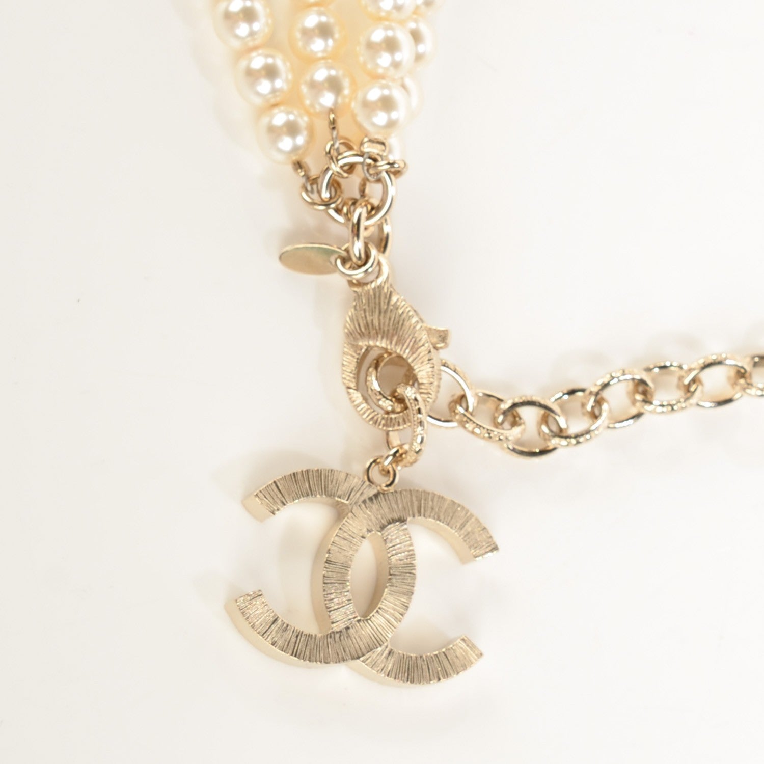 Chanel Pearl CC Long Necklace Light Gold 3 of 5