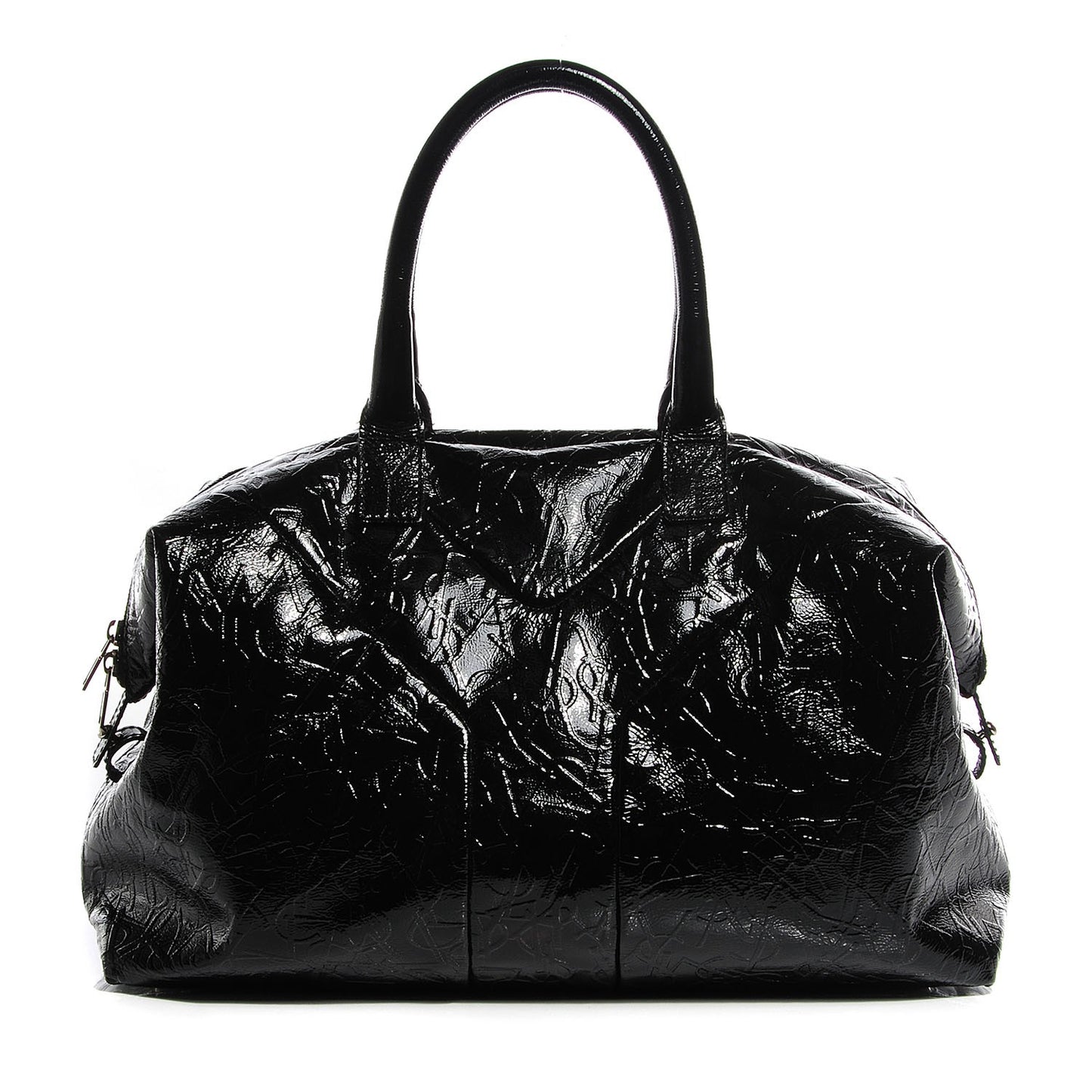 Embossed Patent Medium Easy Y Bag Black