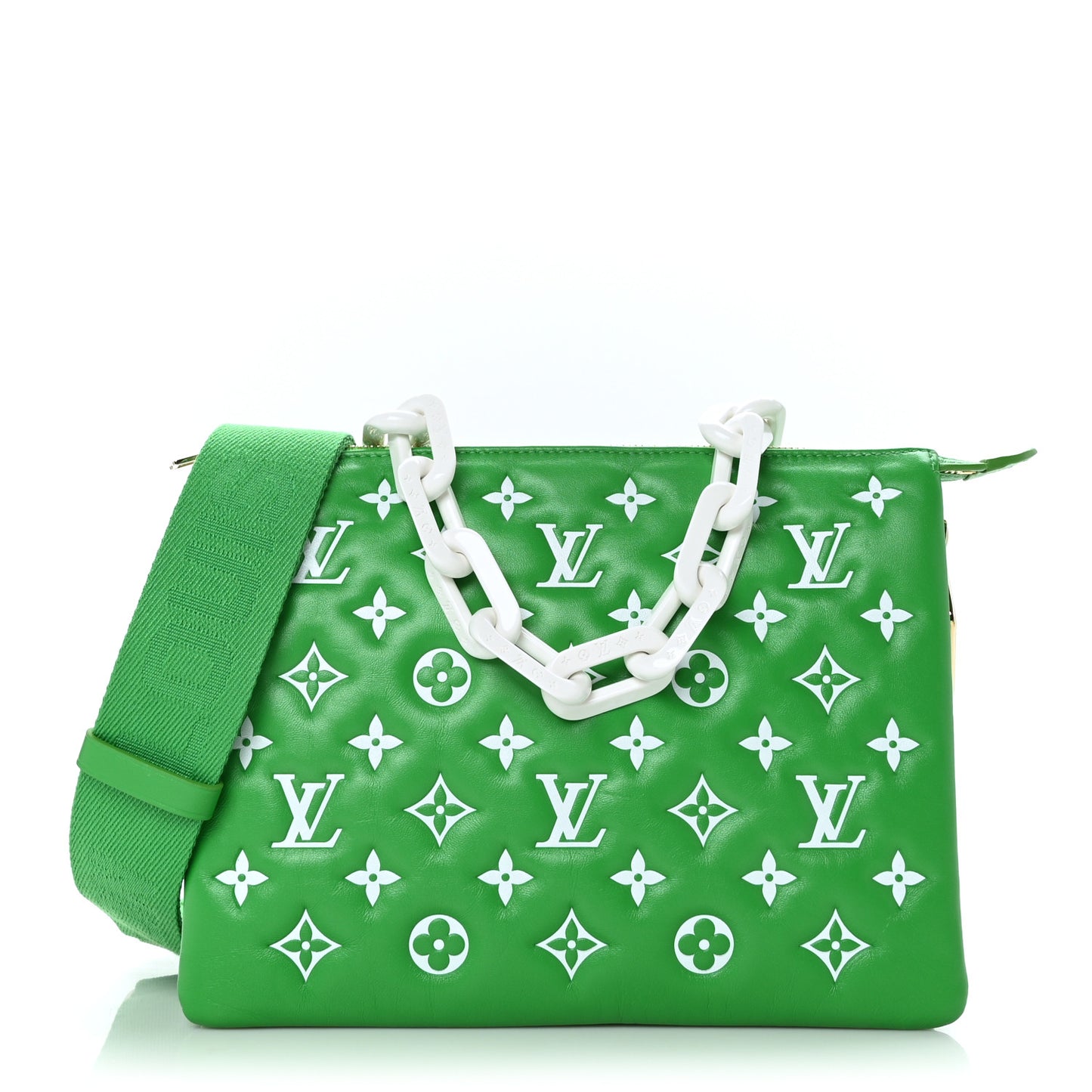 Lambskin Embossed Monogram LV Match Coussin PM Green White