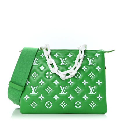 Louis Vuitton Lambskin Embossed Monogram LV Match Coussin PM Green White 1 of 10
