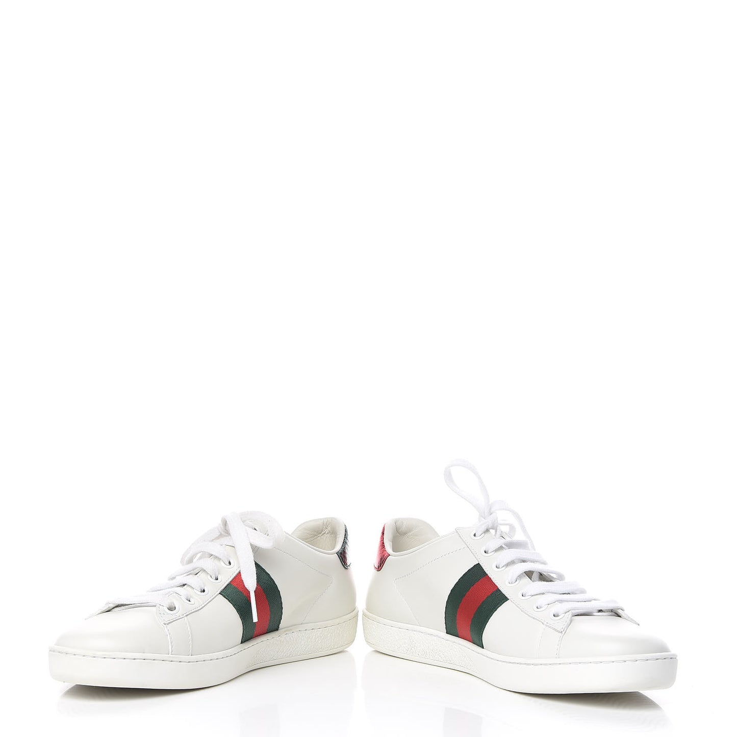 Calfskin Ayers Bee Embroidered Womens Ace Sneakers 37 White Green