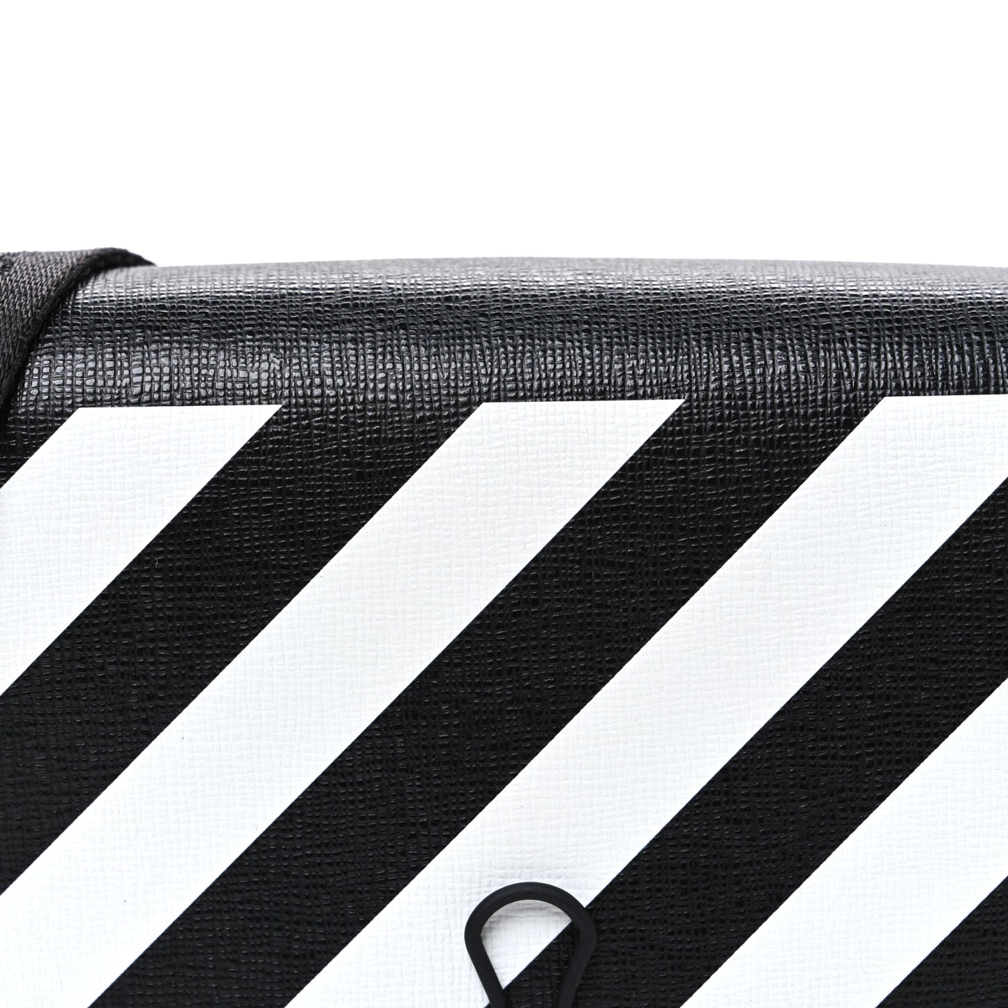 Saffiano Striped Mini Diag Binder Clip Bag Black White