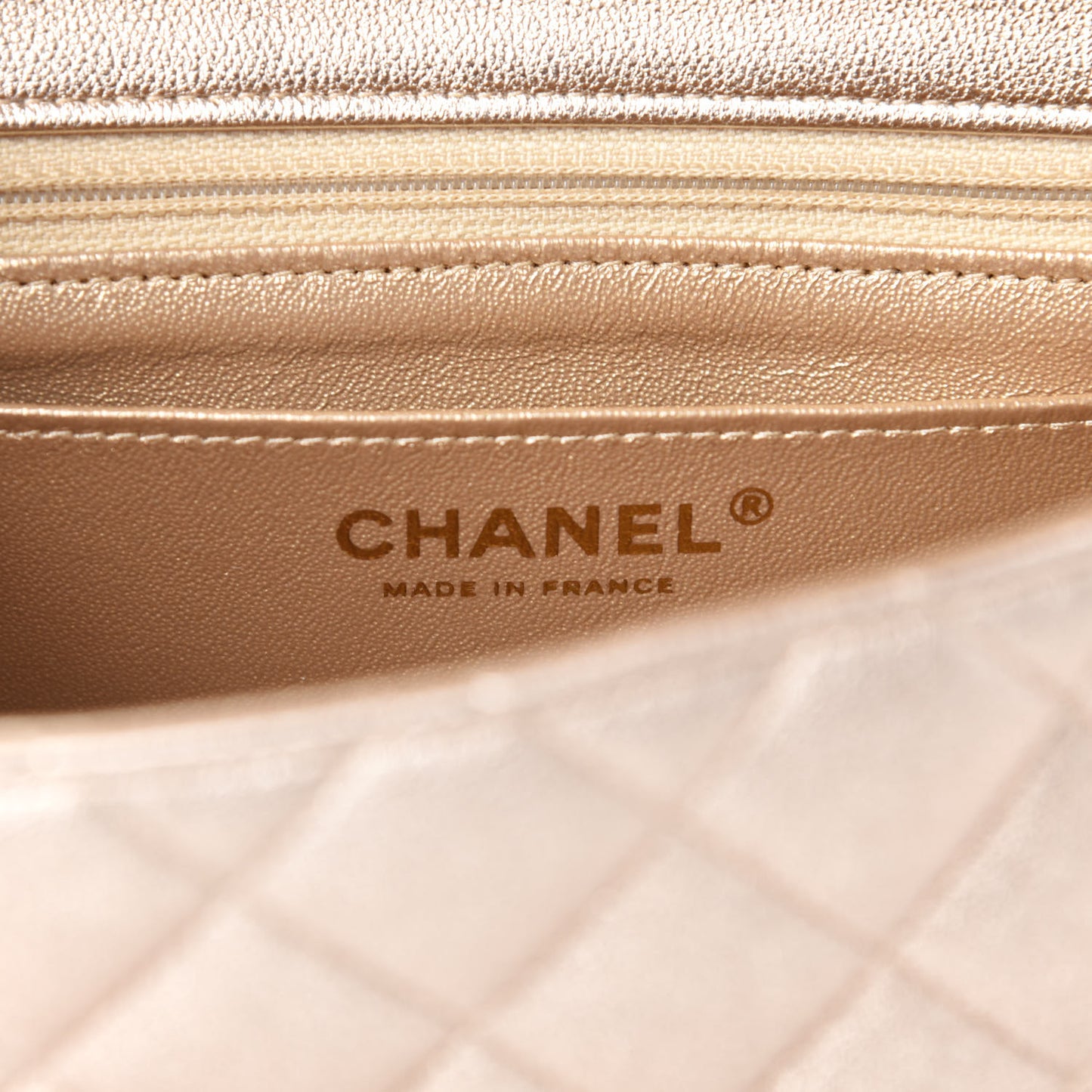 Metallic Lambskin Quilted Mini Square Flap Gold