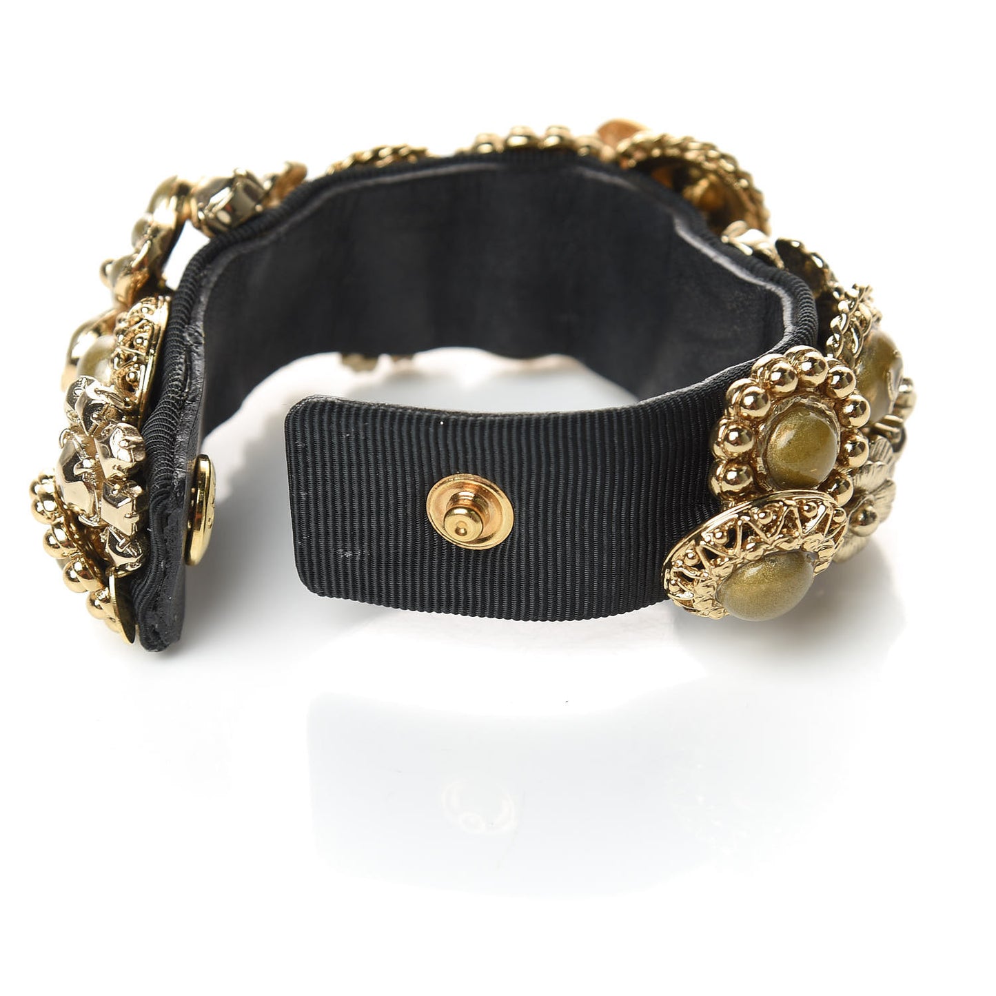 Gripoix Poured Glass Camellia Bracelet Gold