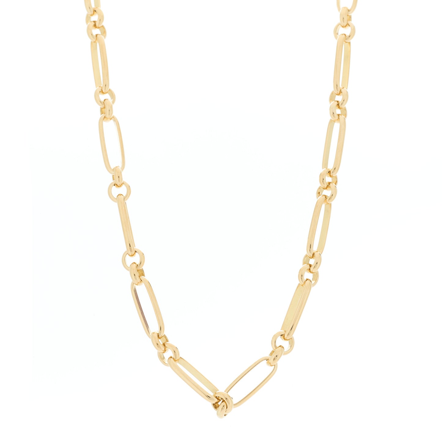 18K Yellow Mixed Link Chain Necklace