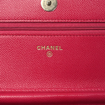 Chanel Caviar Quilted Wallet On Chain WOC Dark Pink 7 of 12