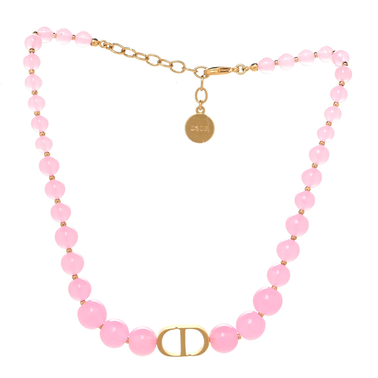 Metal Resin Bead 30 Montaigne Choker Necklace Pink Gold