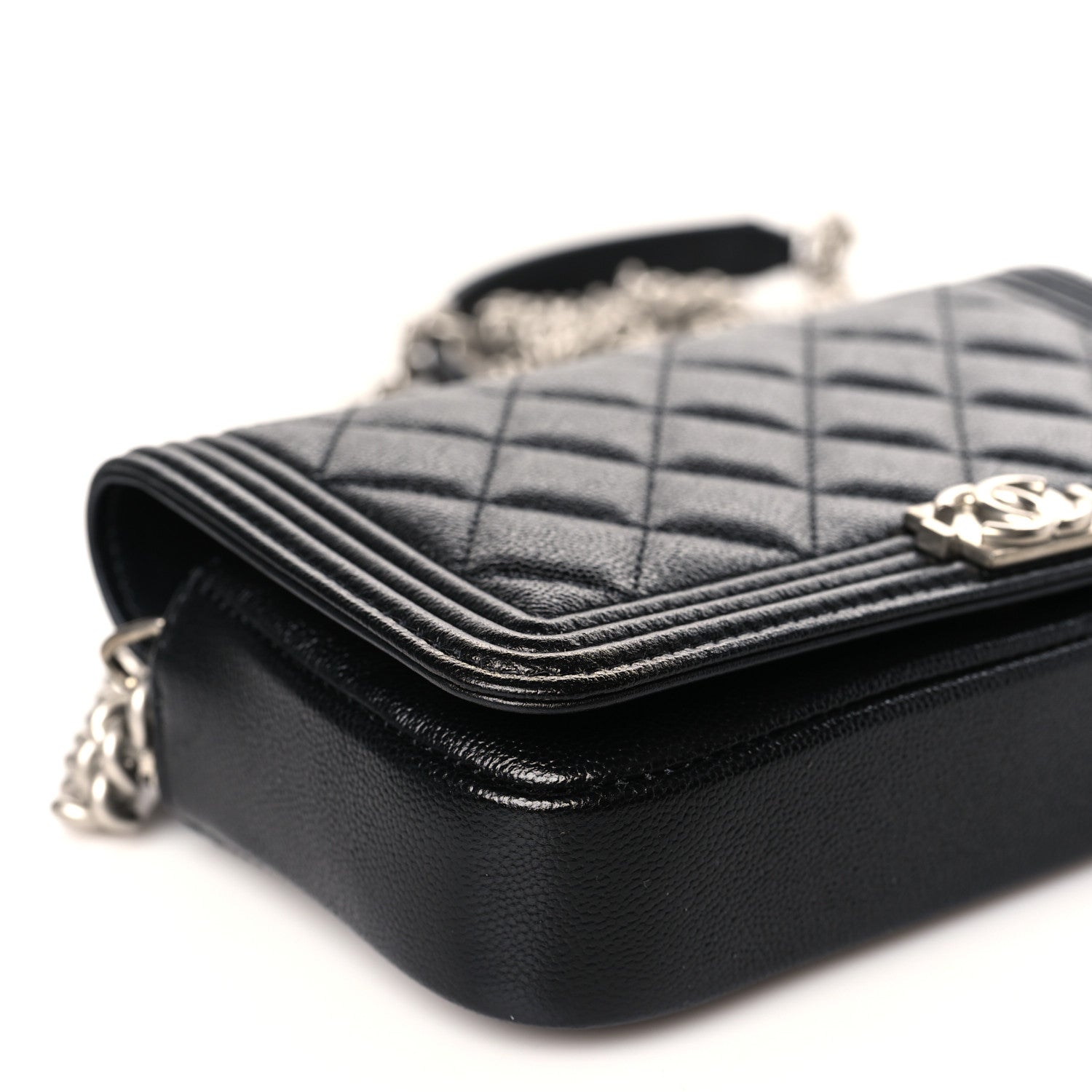 Chanel Caviar Quilted Boy Phone Holder Wallet On Chain Black 10 of 11