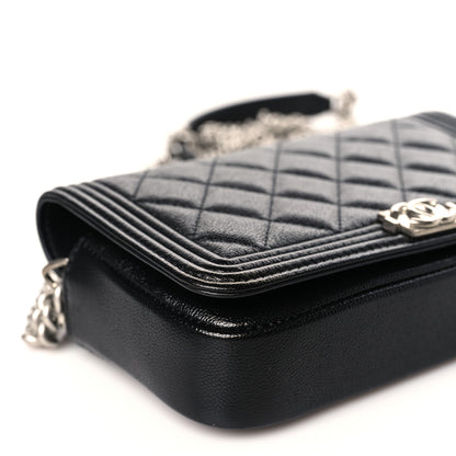 Chanel Caviar Quilted Boy Phone Holder Wallet On Chain Black 10 of 11