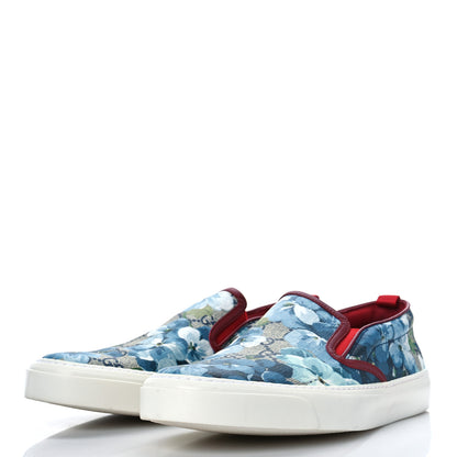 Gucci GG Supreme Monogram Blooms Womens Slip On Sneakers 40.5 Beige Blue Navy Red 4 of 9