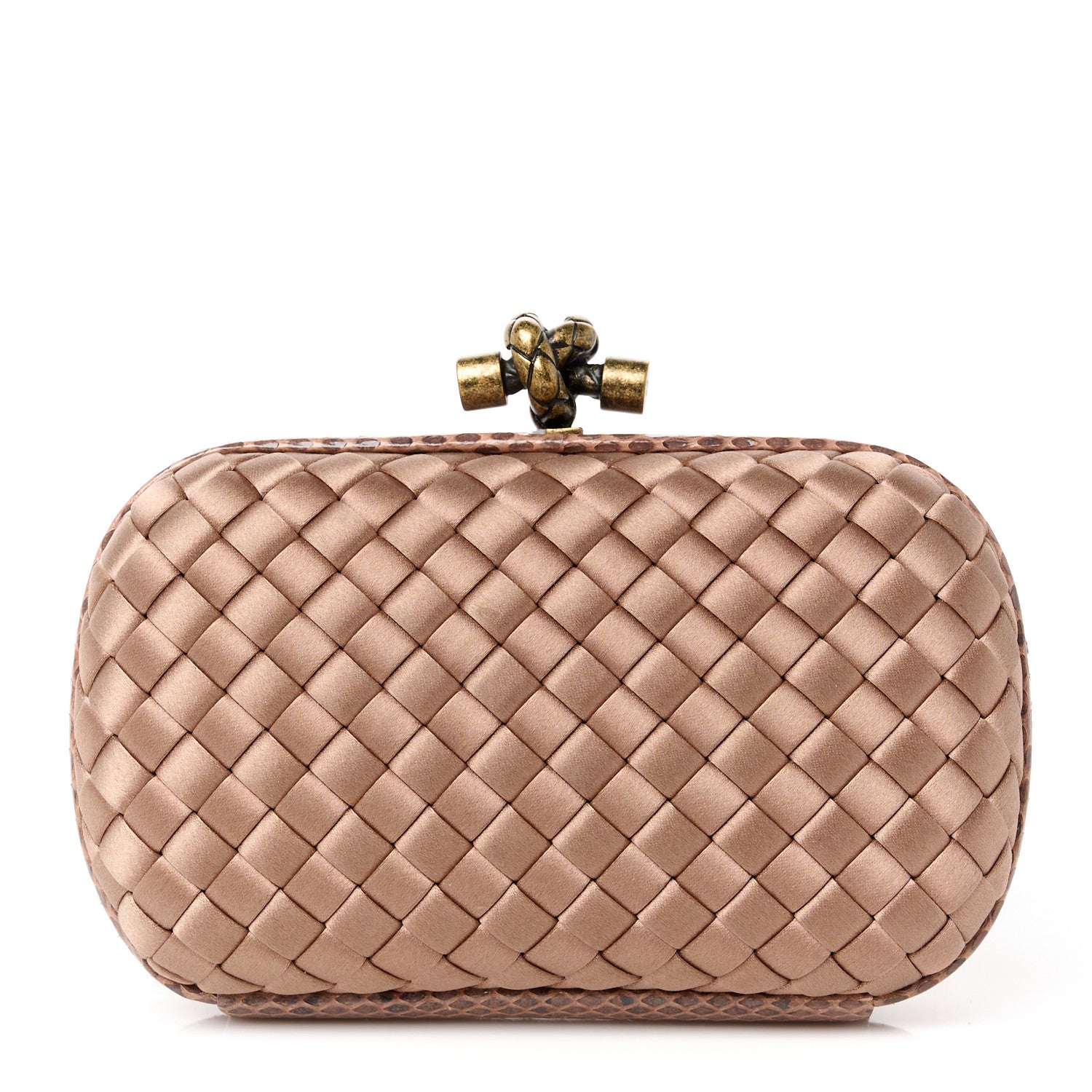 Bottega Veneta Satin Intreccio Impero Ayers Knot Clutch Blush 1 of 9