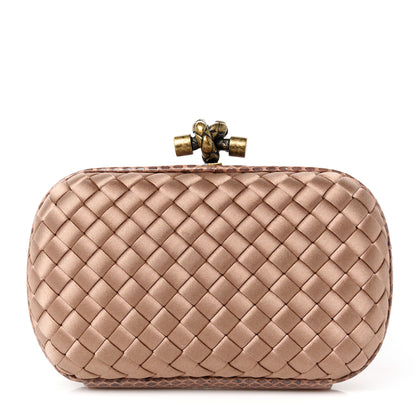 Bottega Veneta Satin Intreccio Impero Ayers Knot Clutch Blush 1 of 9