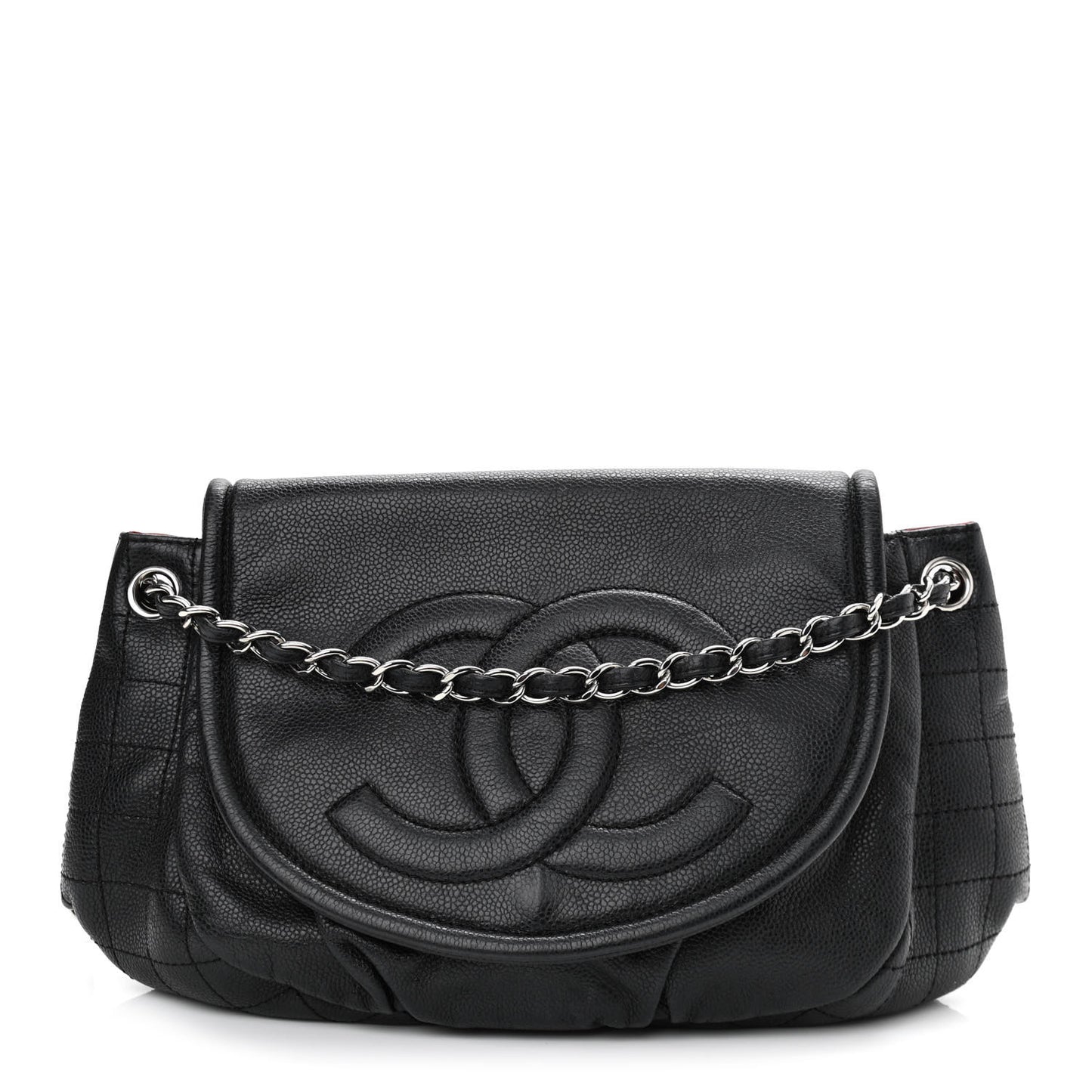 Caviar Half Moon Large Flap Black