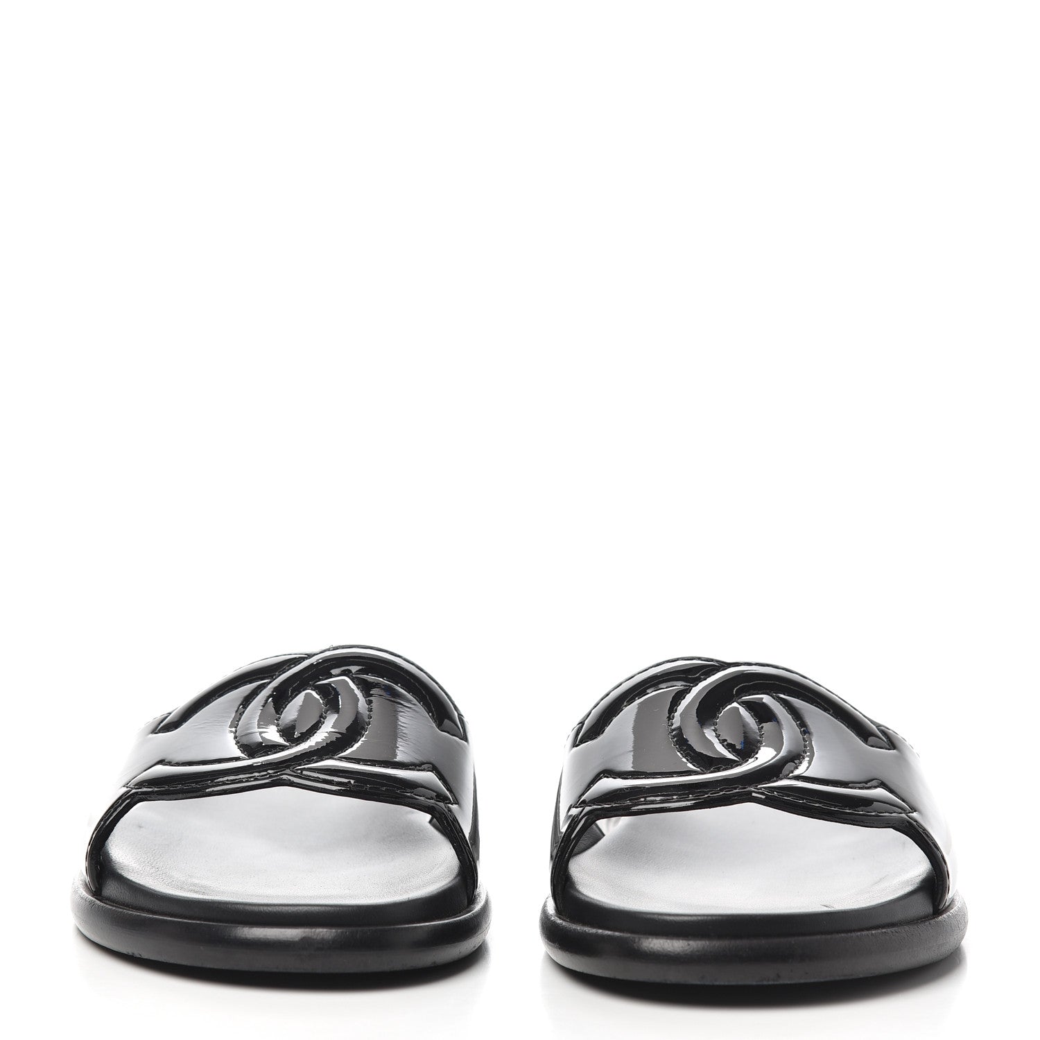 Chanel Patent Calfskin CC Slip On Mules 38 Black 2 of 11