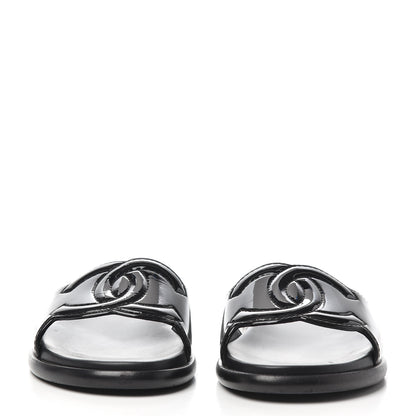 Chanel Patent Calfskin CC Slip On Mules 38 Black 2 of 11