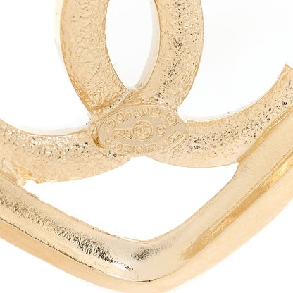 Chanel Metal Crystal CC Logo Open Heart Earrings Gold 3 of 3