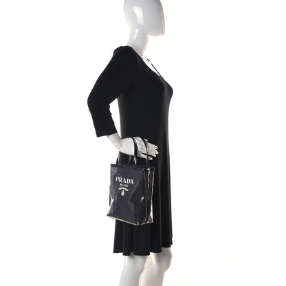 Prada Sequin Mesh Small Tote Bag Black 2 of 14