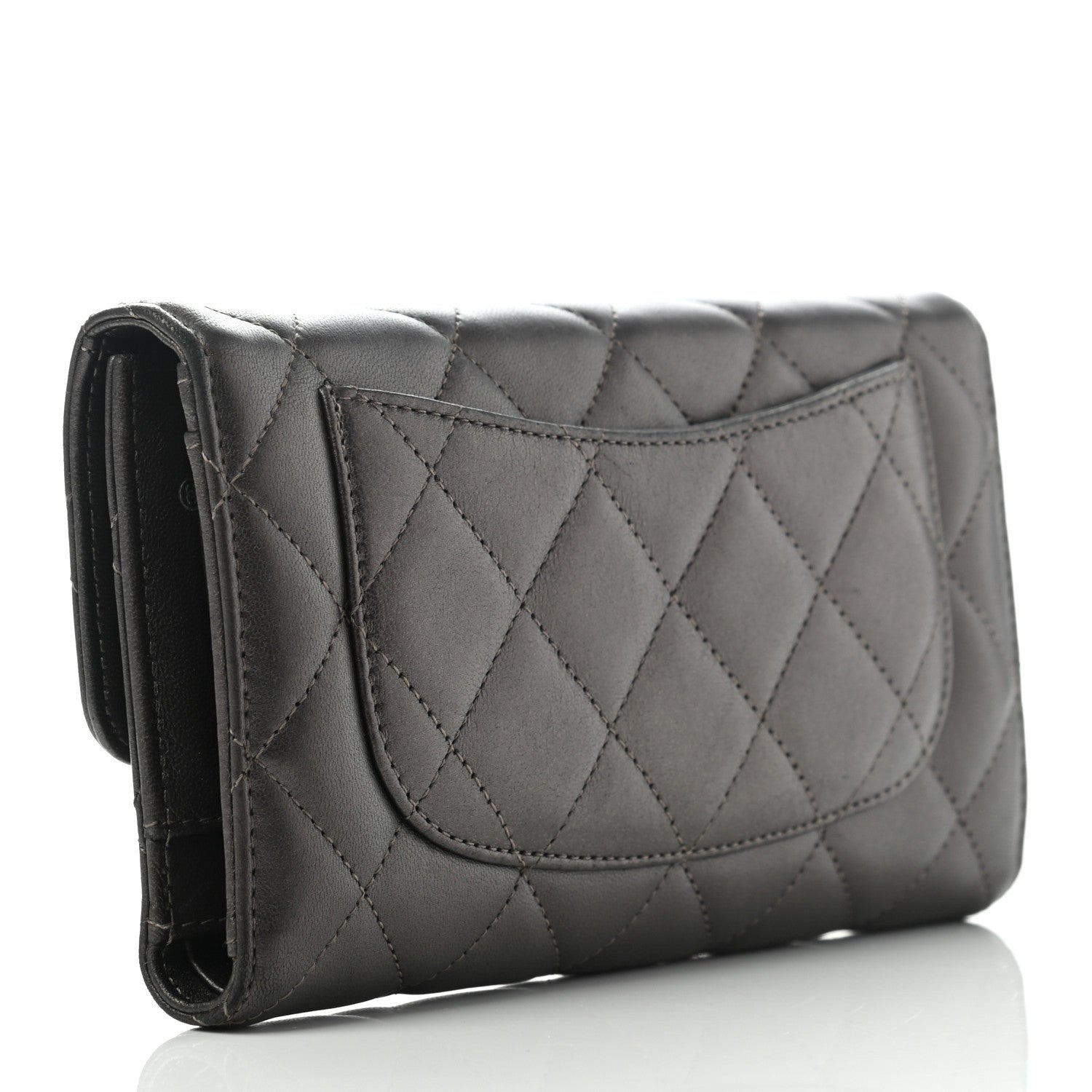 Chanel Lambskin Quilted Large Flap Wallet Dark Brown 3 of 10