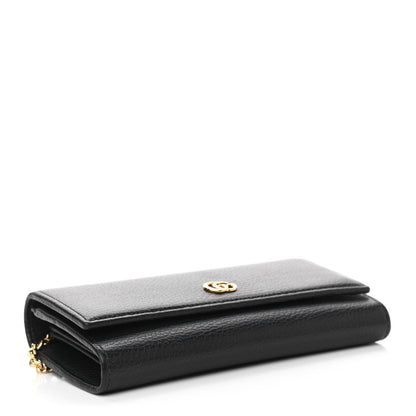 Gucci Calfskin Petite GG Marmont Wallet Chain Bag Black 4 of 12