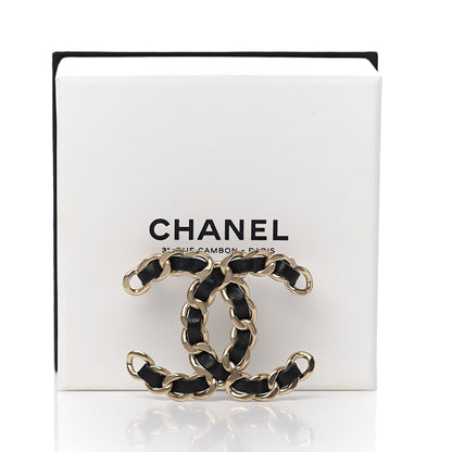 Chanel Lambskin Chain CC Brooch Black Gold 4 of 4
