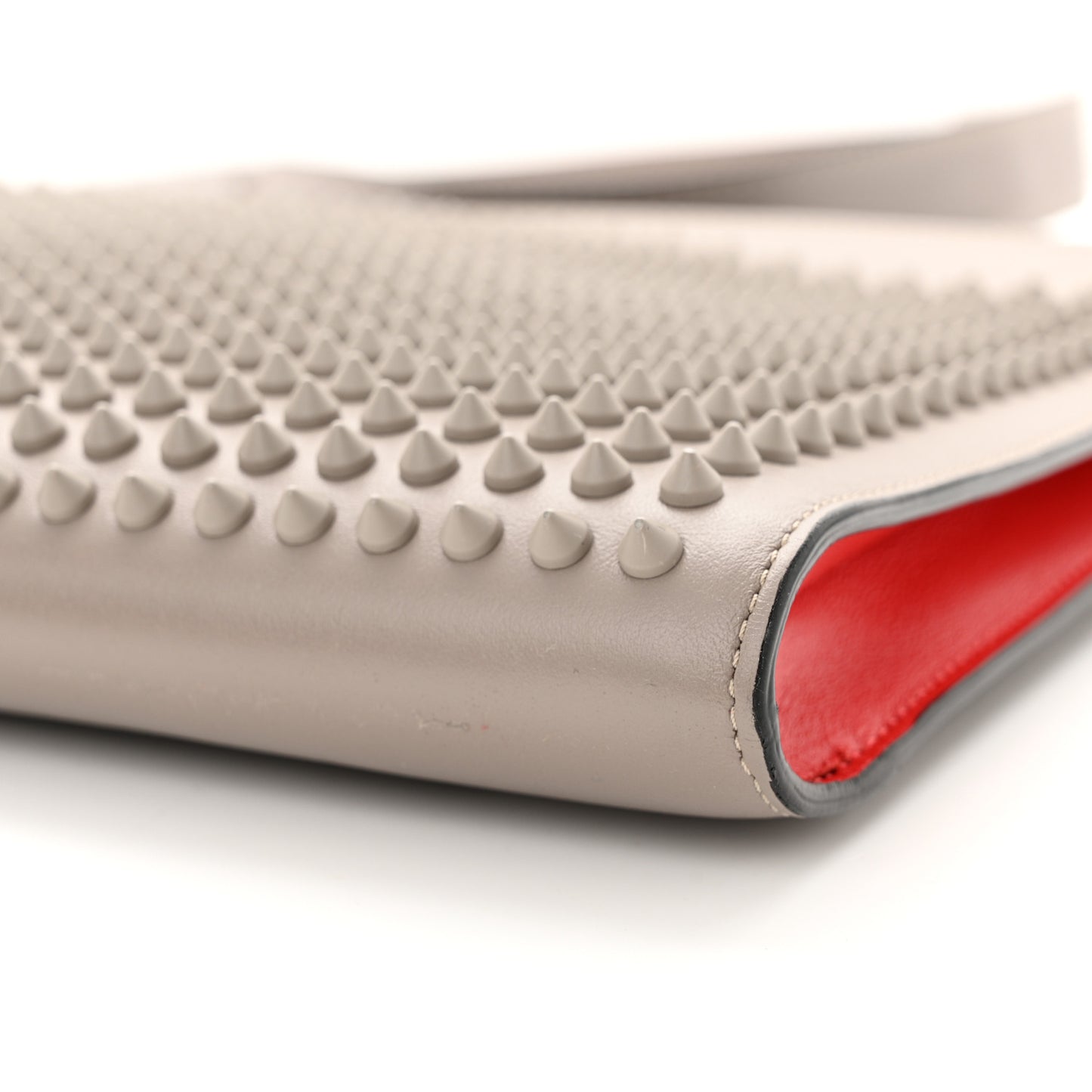 Calfskin Studded Skypouch Crossbody Clutch Grey