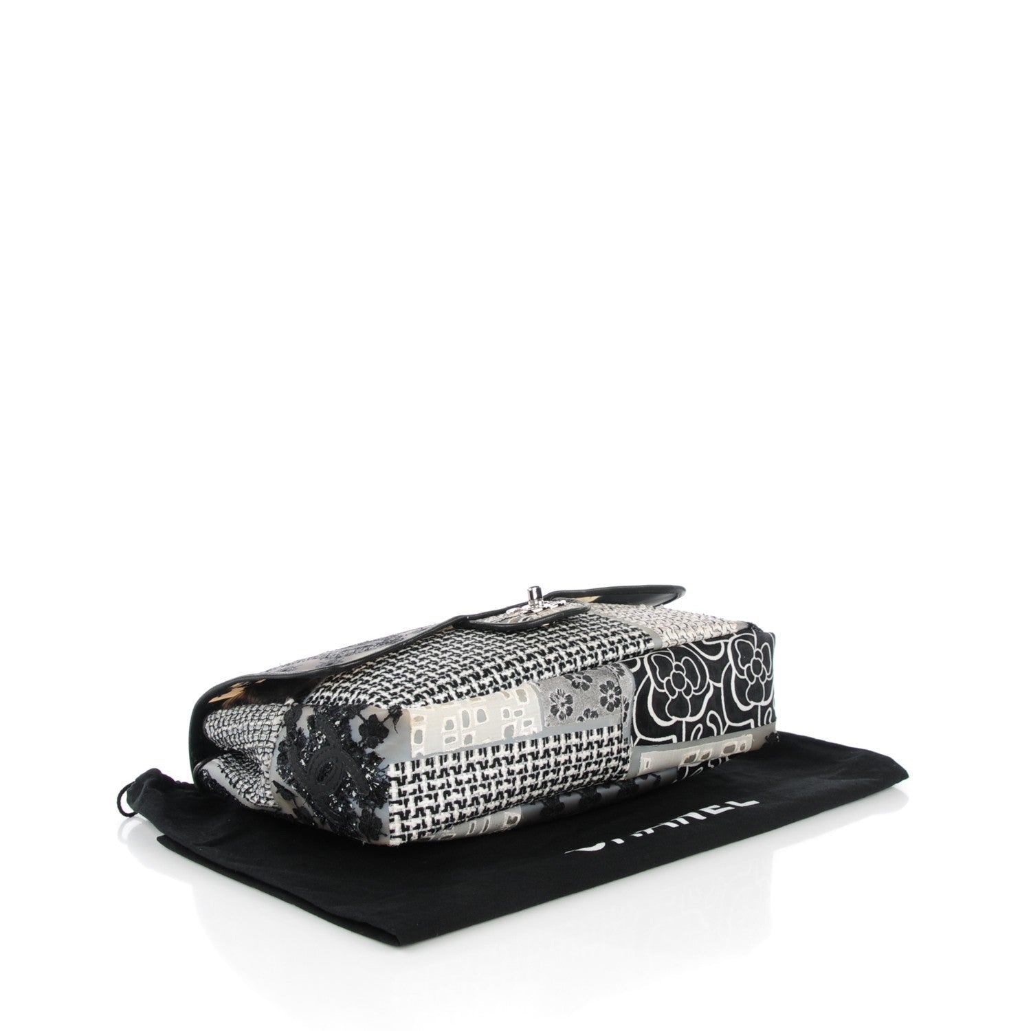 Chanel Tweed Patchwork Jumbo Single Flap Black 4 of 8