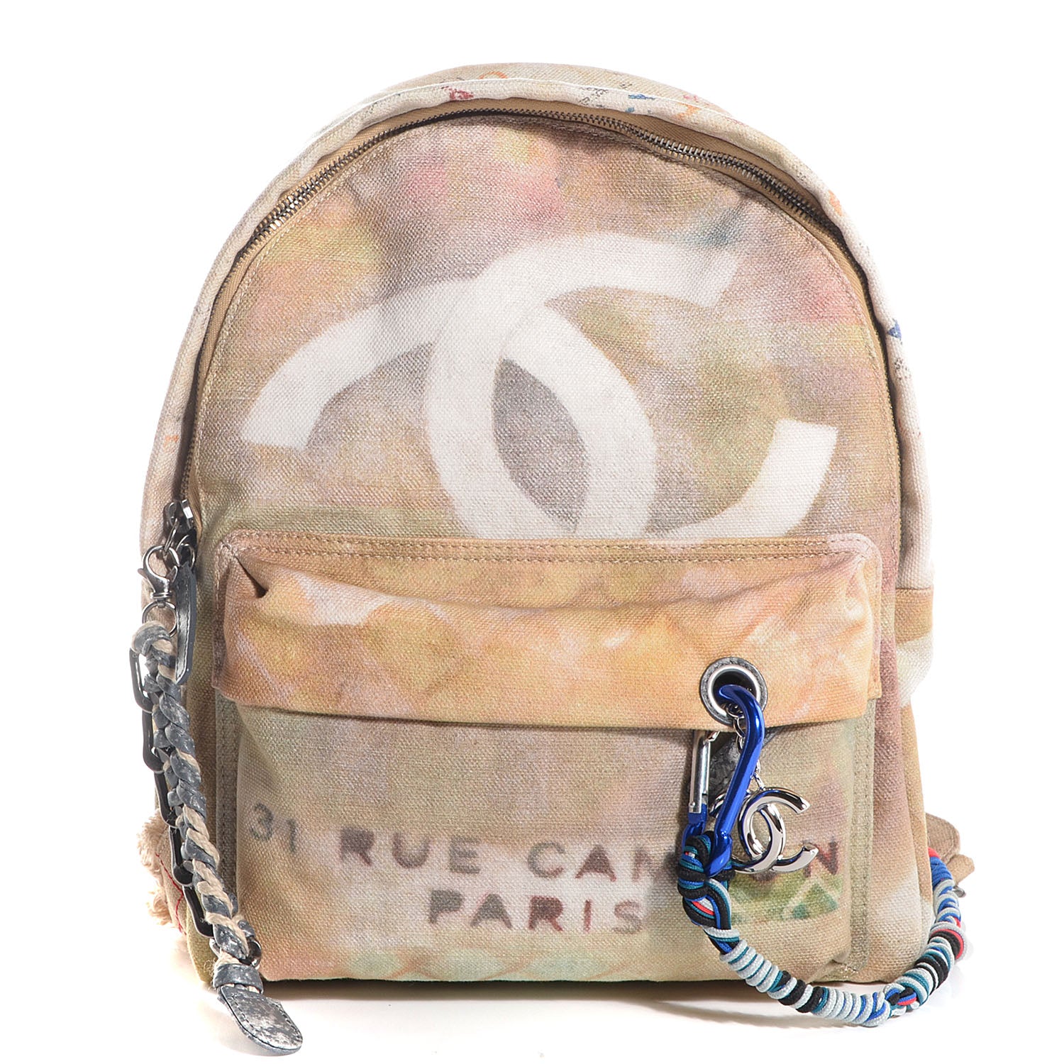 Chanel Graffiti Printed Canvas Medium Backpack Beige 1 of 8