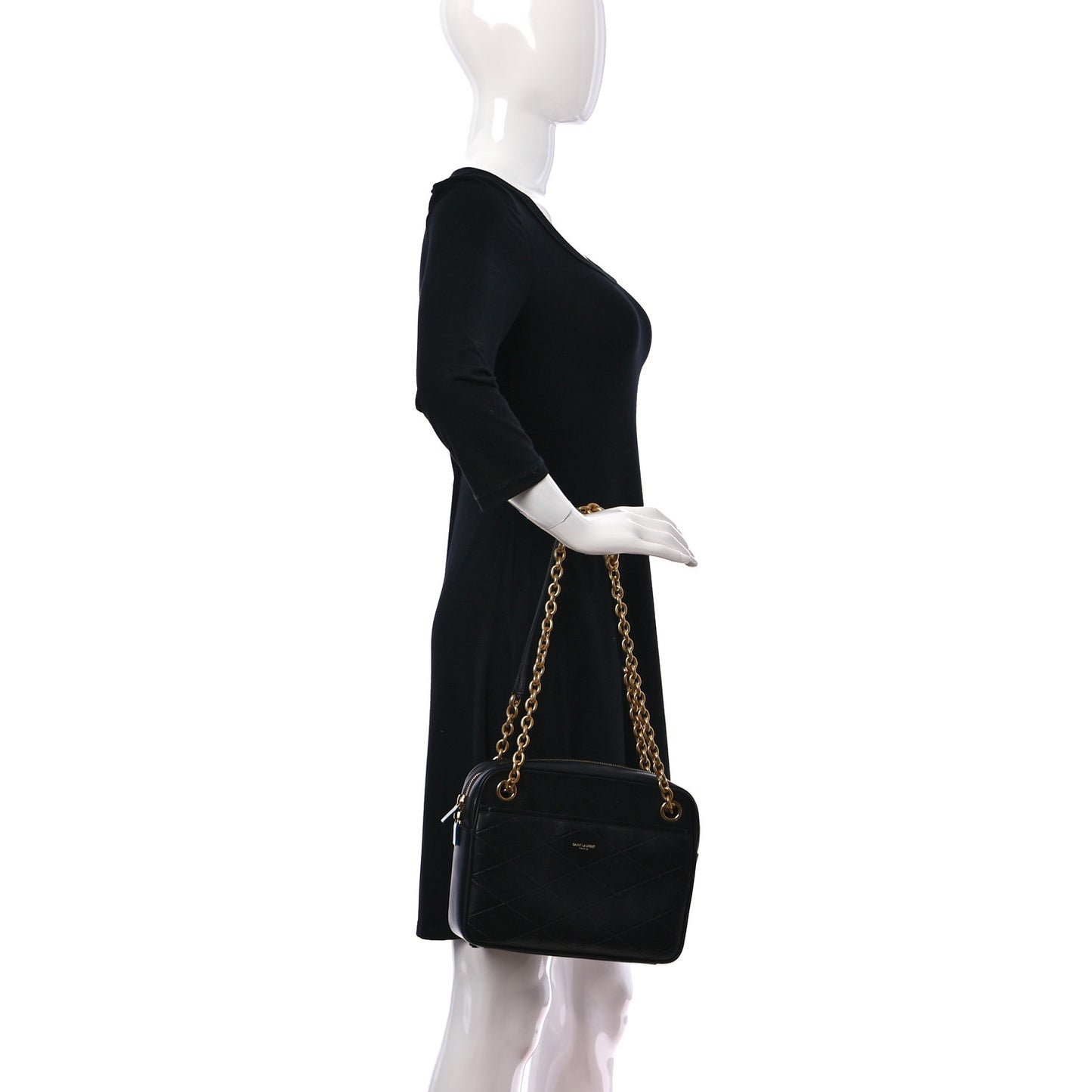 Lambskin Quilted Le Maillon Chain Strap Crossbody Black
