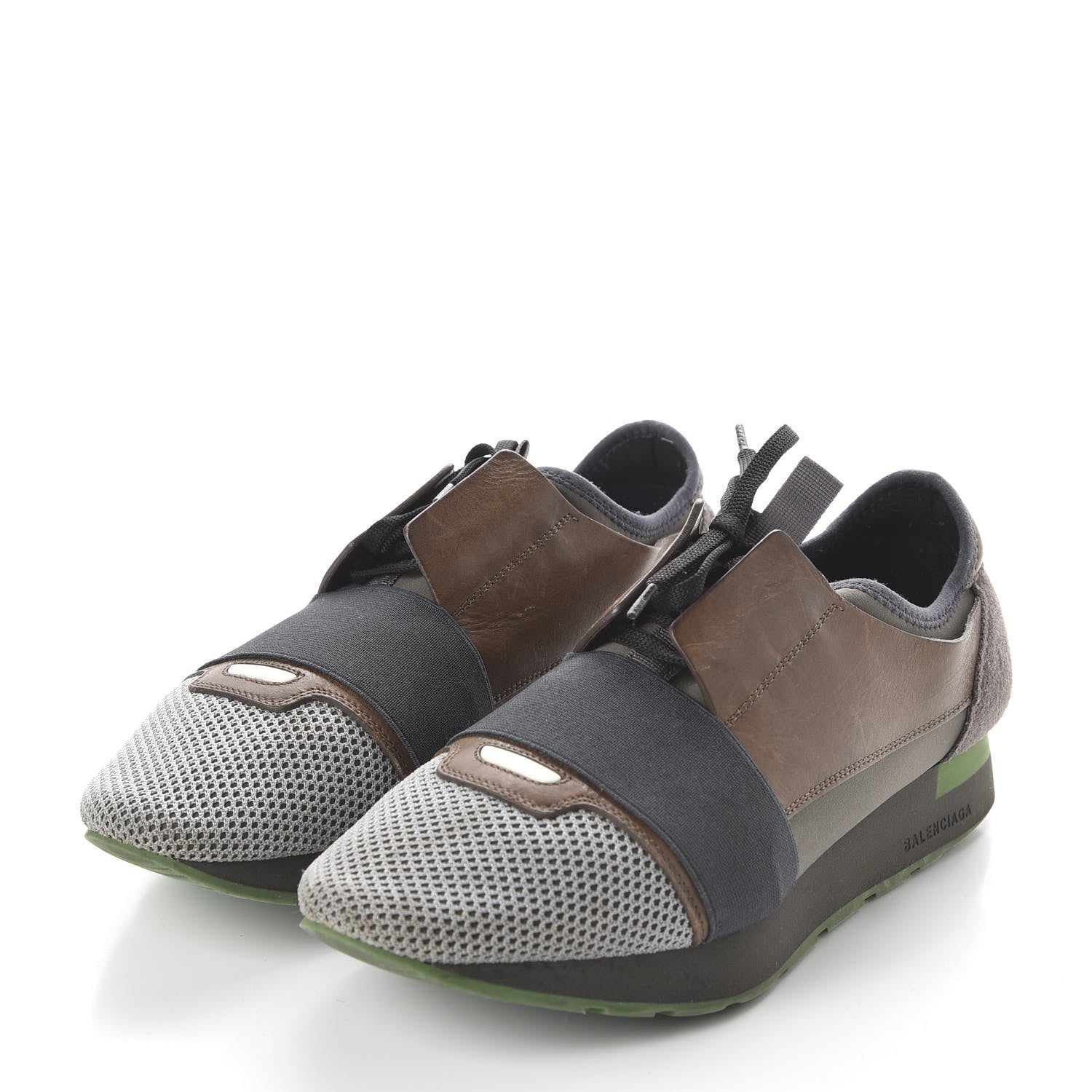 Balenciaga Mesh Calfskin Neoprene Suede Mens Race Runner Sneakers 41 Grise 3 of 11
