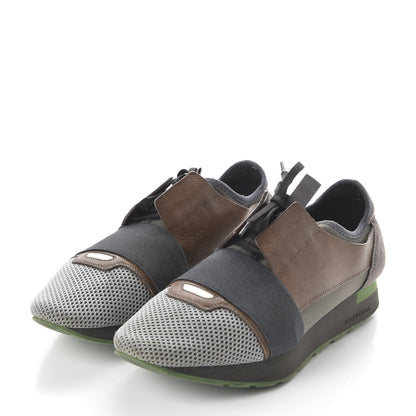 Balenciaga Mesh Calfskin Neoprene Suede Mens Race Runner Sneakers 41 Grise 3 of 11