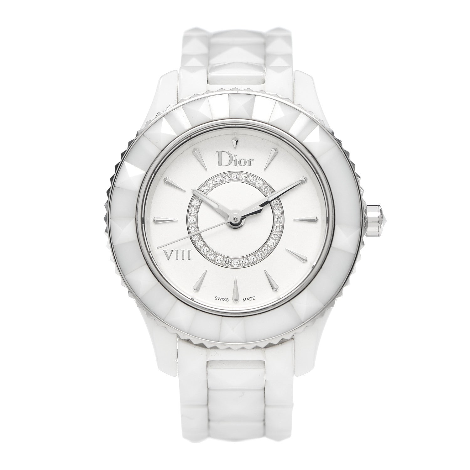 Christian Dior Stainless Steel Ceramic Diamond 33mm Dior VIII Automatic Watch White 1 of 6