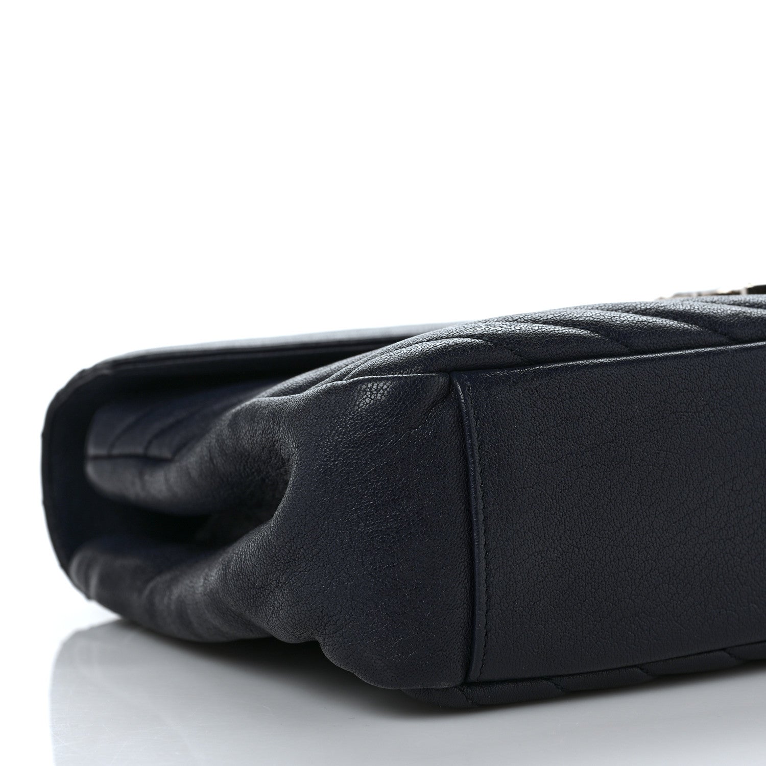 Saint Laurent Sheepskin Matelasse Chevron Monogram Large College Satchel Deep Marine 8 of 10