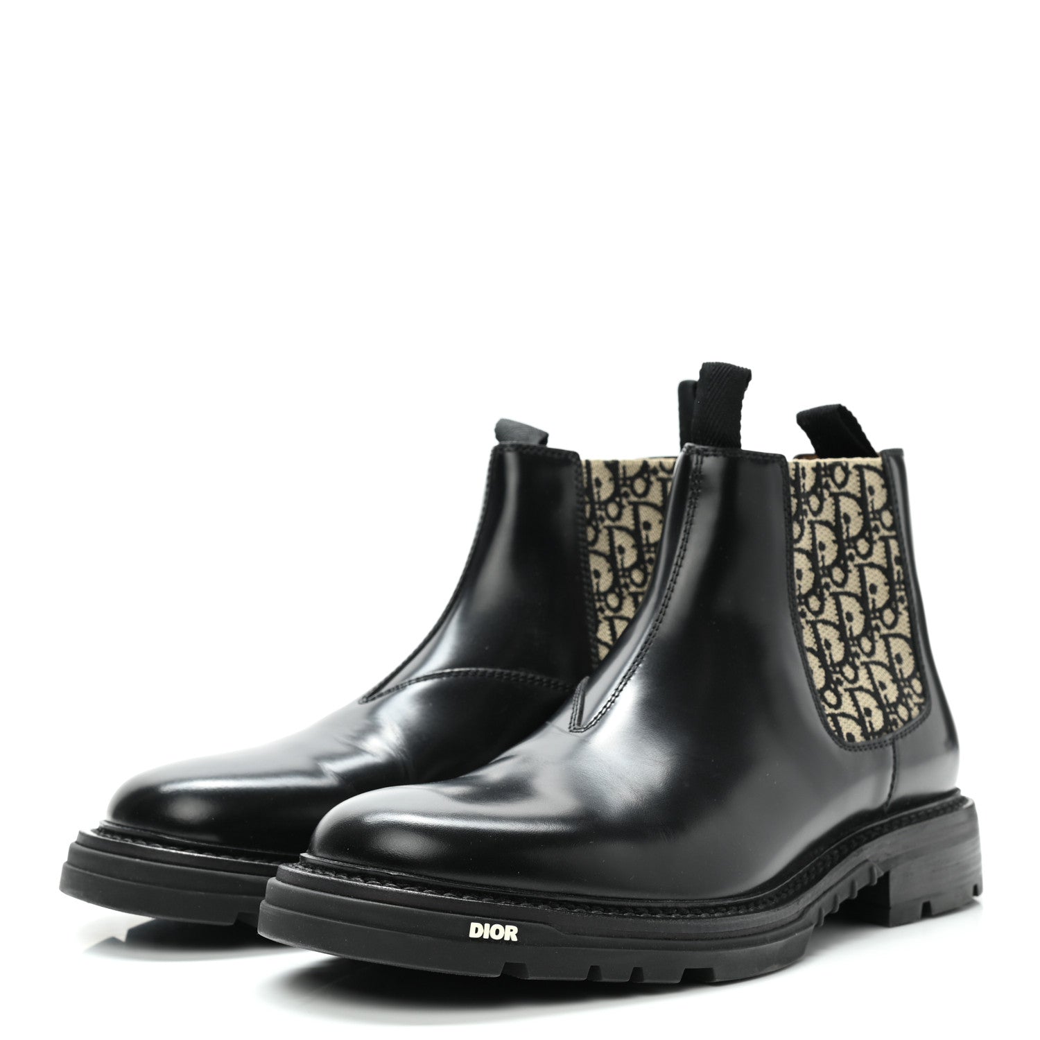 Christian Dior Calfskin Oblique Mens Explorer II Chelsea Boots 44 Beige Black 3 of 9