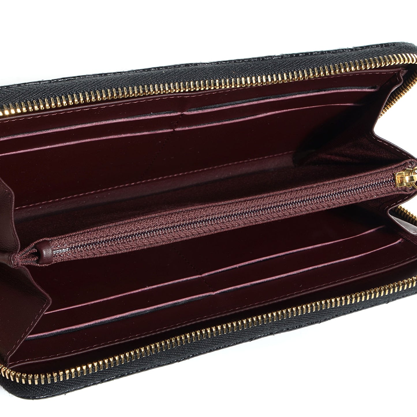 Caviar Quilted Zip Around Wallet Black