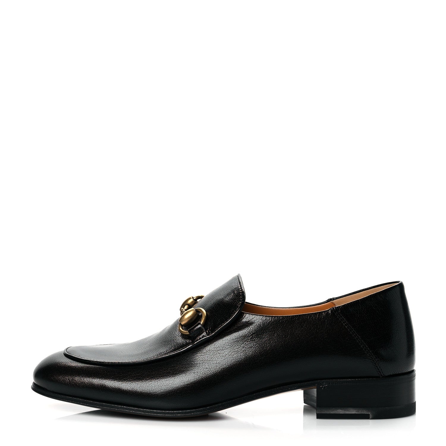 Gucci Goatskin Womens Horsebit Mid-Heel Loafers 38 Black 1 of 10