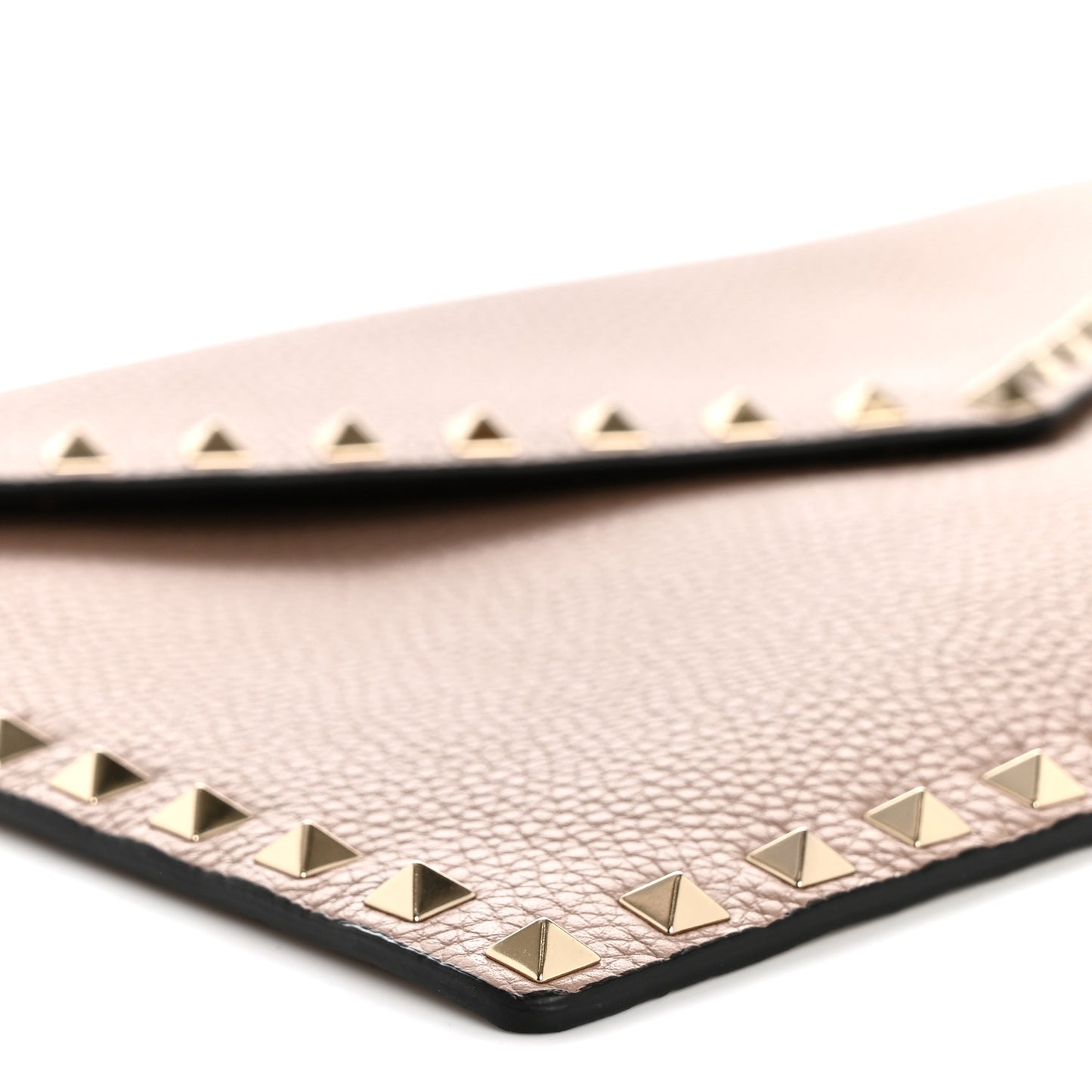 Vitello Medium Rockstud Envelope Flat Wristlet Pouch Poudre