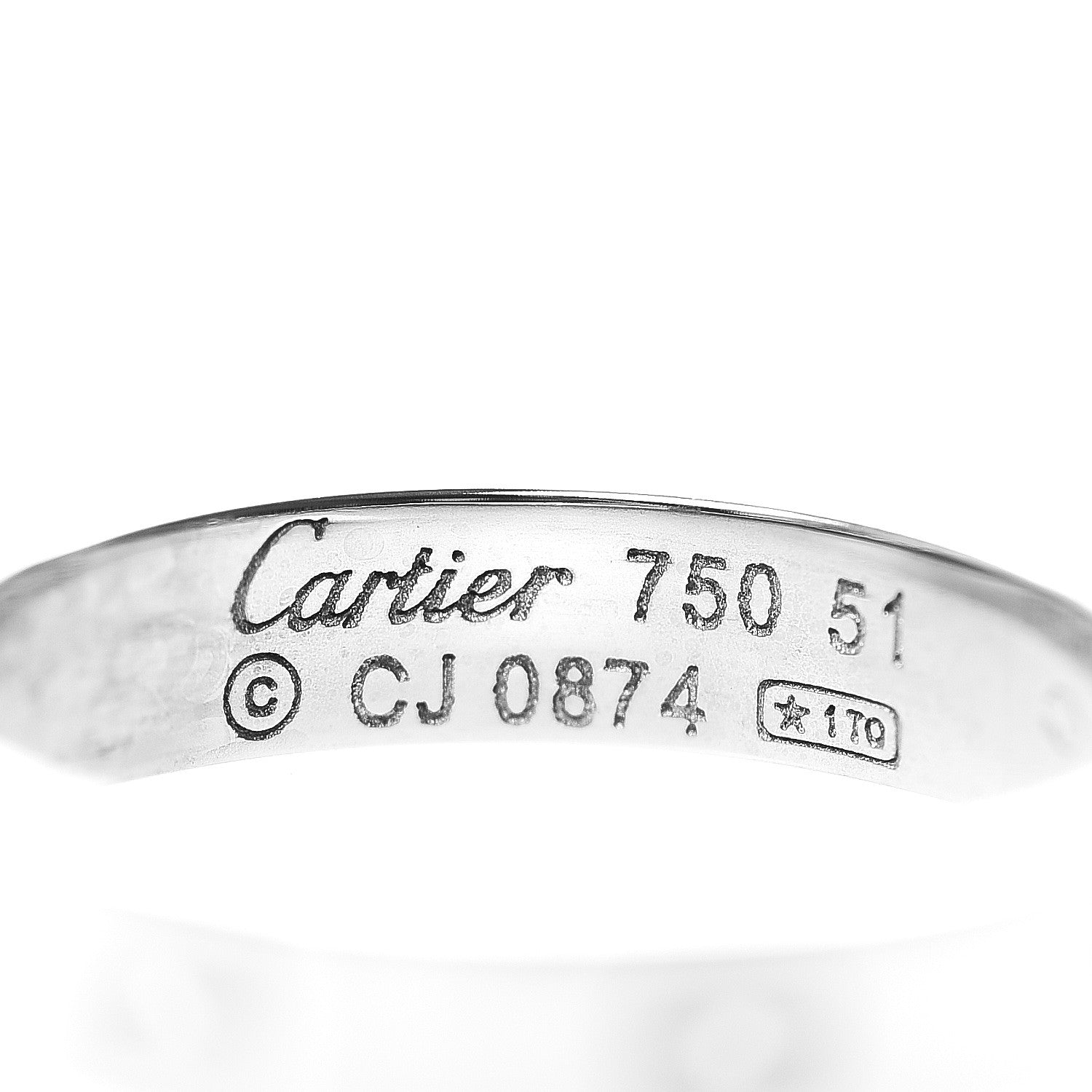 Cartier 18K White Gold 3.5mm LOVE Wedding Band Ring 51 5.75 4 of 6