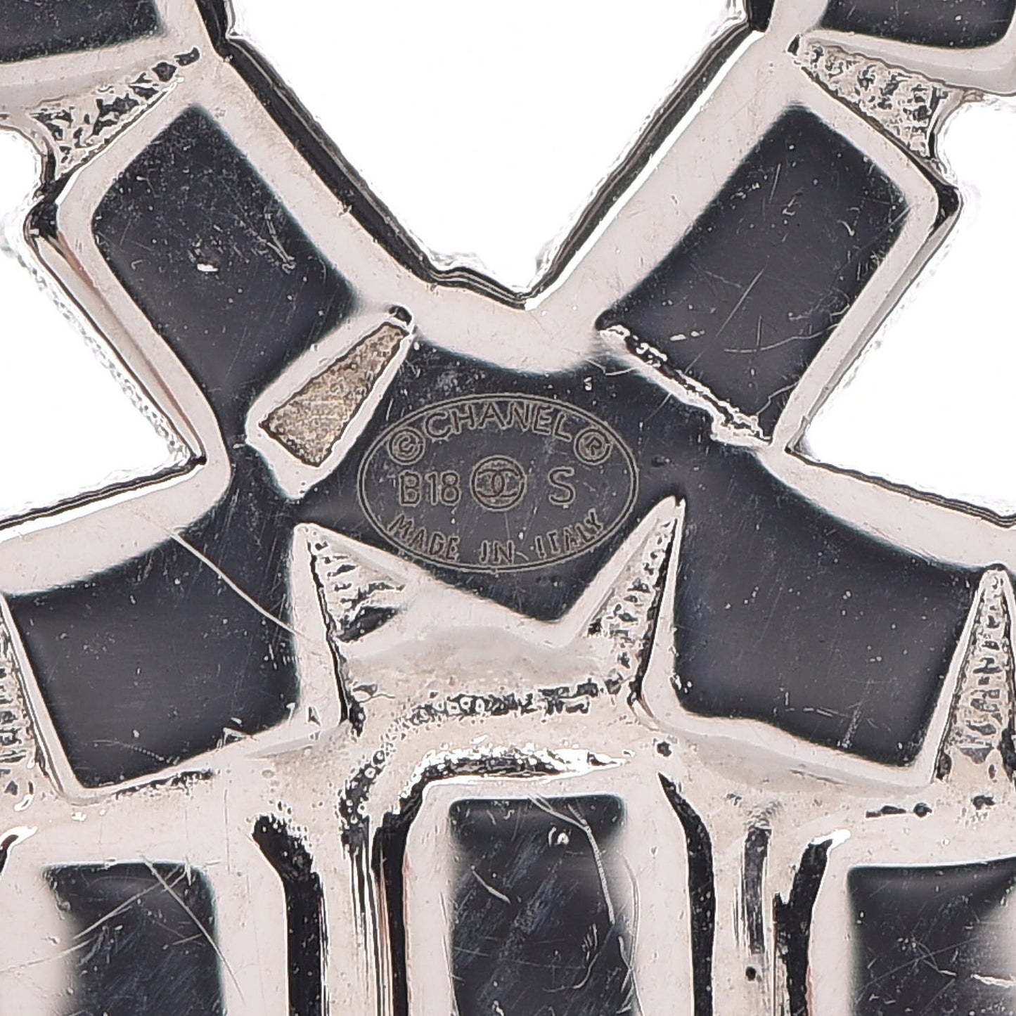 Crystal Fringe CC Brooch Silver