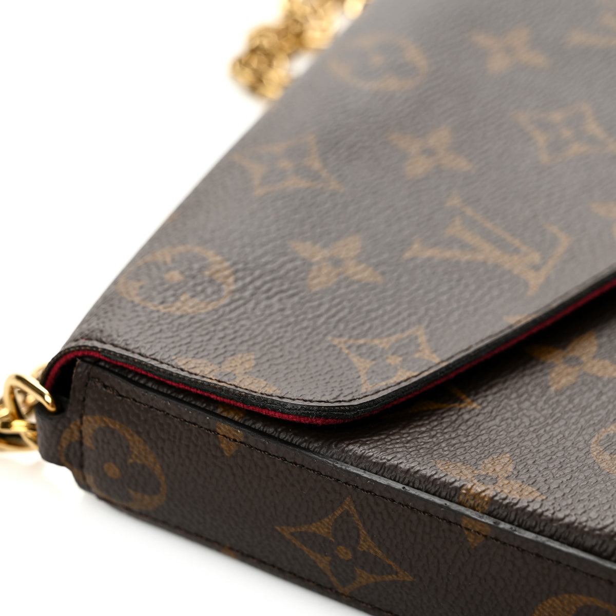 Monogram Pochette Felicie Chain Wallet Fuchsia