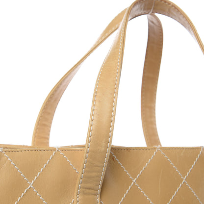 Chanel Calfskin Contrast Stitch Surpique Tote Beige 11 of 22