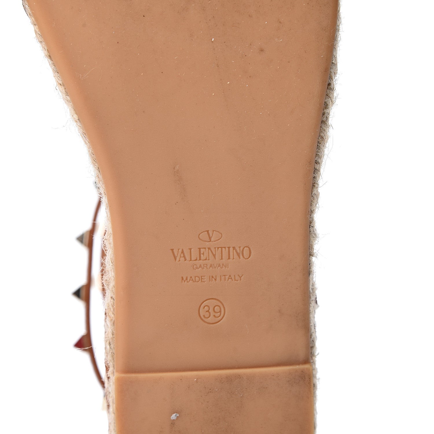Valentino Garavani Grained Calfskin Rockstud Ankle Wrap Espadrille Flats 39 Cognac 7 of 10