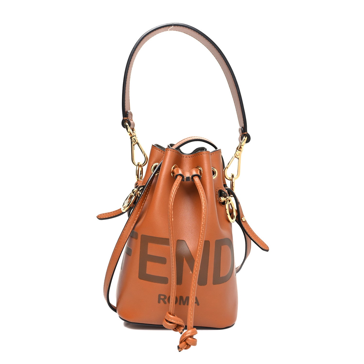 Fendi Vitello King F is Fendi Logo Embossed Mini Mon Tresor Bucket Bag Cuoio 1 of 15