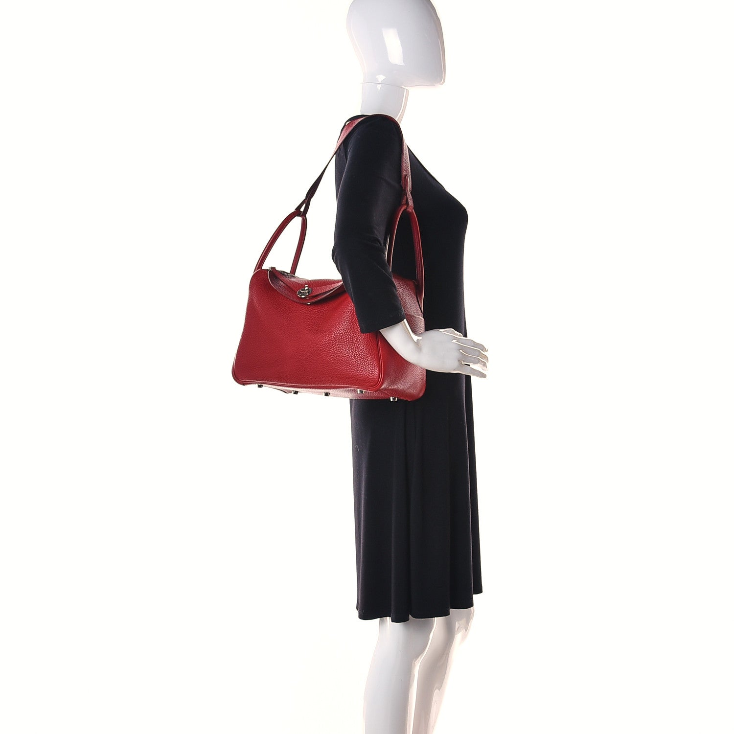 Hermes Taurillon Clemence Lindy 30 Rouge Garance 3 of 15