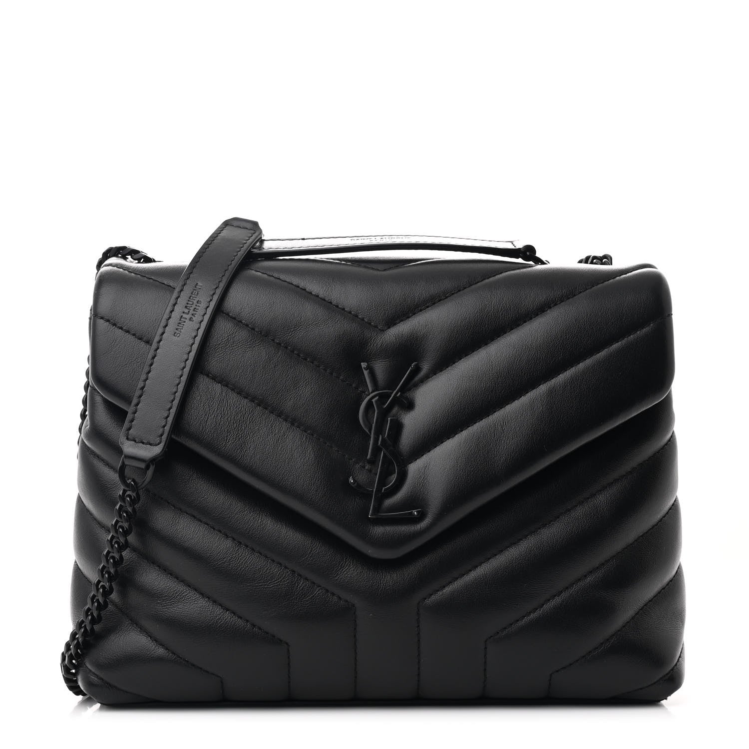 Saint Laurent Calfskin Y Quilted Monogram Monochrome Small Loulou Chain Satchel Black 1 of 12