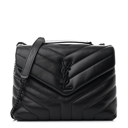 Saint Laurent Calfskin Y Quilted Monogram Monochrome Small Loulou Chain Satchel Black 1 of 12