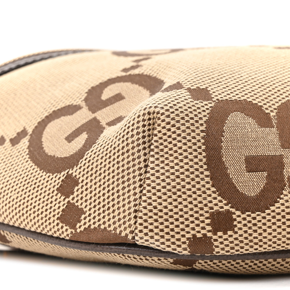 Gucci Monogram Jumbo GG Textured Dollar Calfskin Web Belt Bag Camel Ebony New Acero 9 of 10