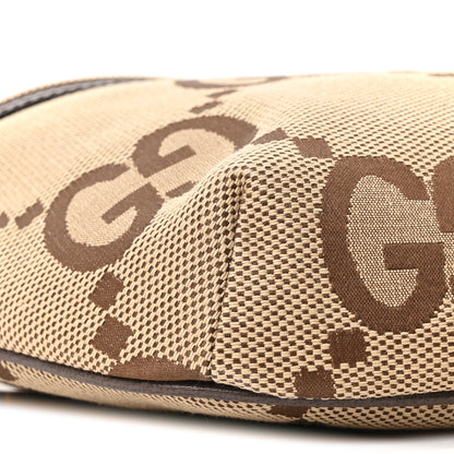 Gucci Monogram Jumbo GG Textured Dollar Calfskin Web Belt Bag Camel Ebony New Acero 9 of 10