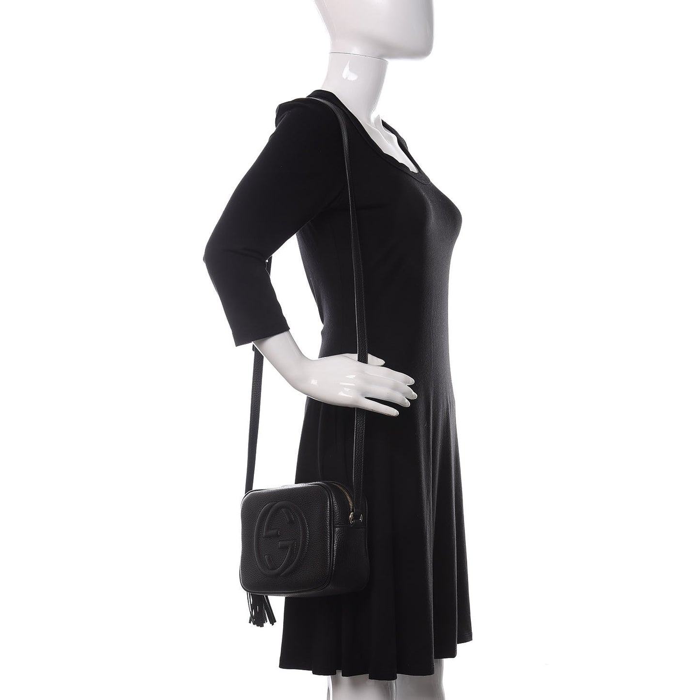 Pebbled Calfskin Small Soho Disco Bag Black