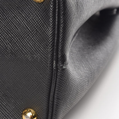 Prada Saffiano Cuir Medium Double Bag Black Fuoco 19 of 21