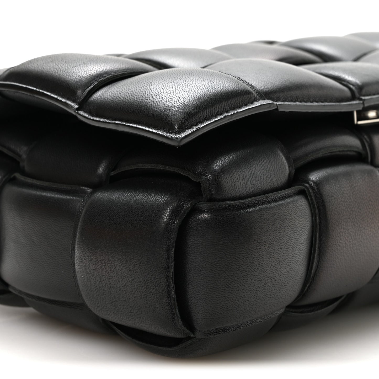 Nappa Maxi Intreccio Padded Cassette Crossbody Bag Black
